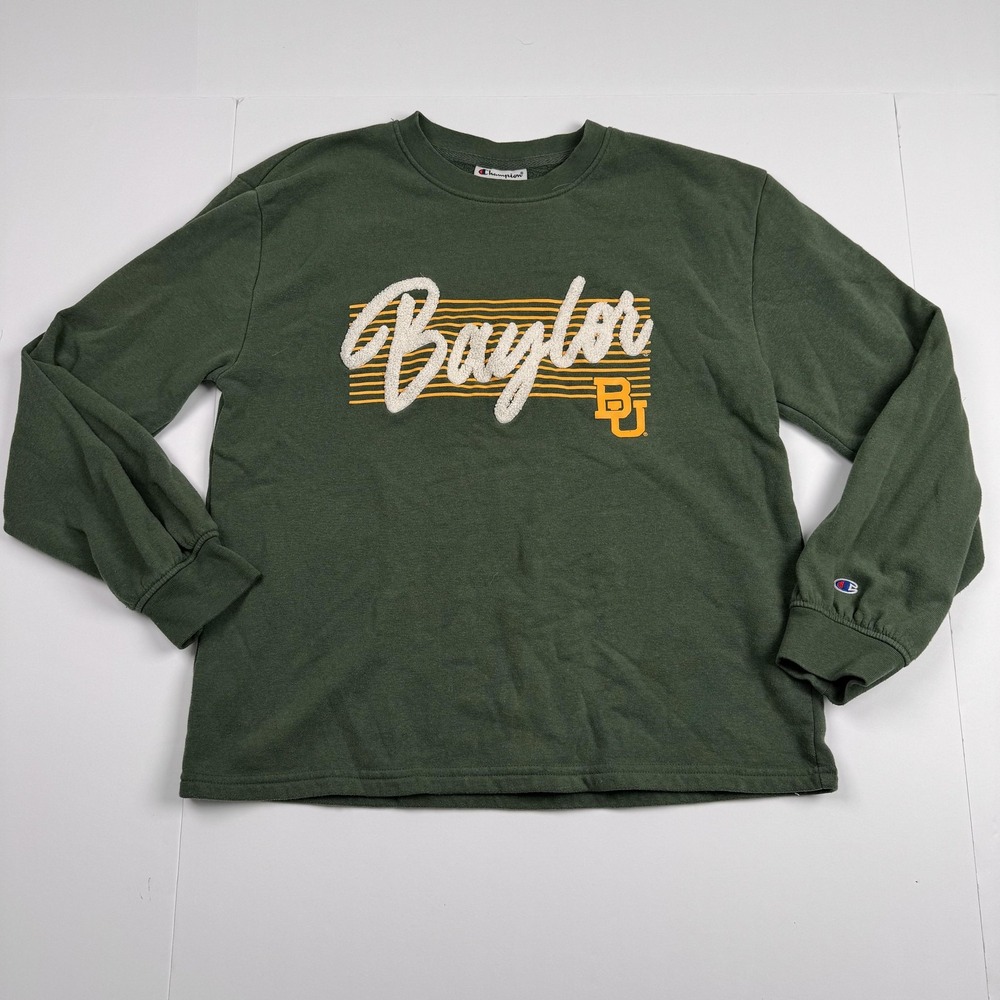 Baylor Bears Sweatshirt Mens Small Green NCAA Football Fleece Pullover Crewneck